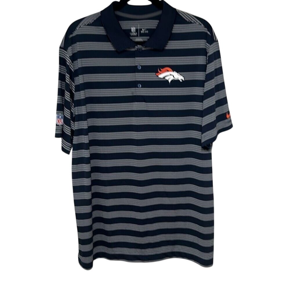 Nike Mens Blue Denver Broncos NFL On Field Apparel Dri-Fit Polo Shirt XL